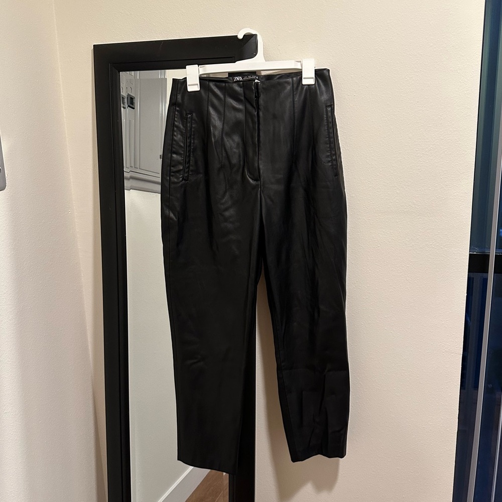 Zara High Waisted Faux Leather Panta